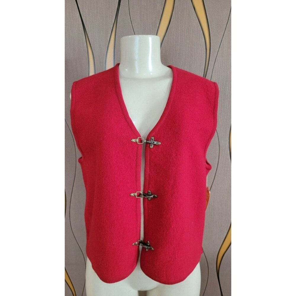 VINTAGE TALLY HO WOMEN'S RED 100% WOOL RED VEST SIZE PL # 33